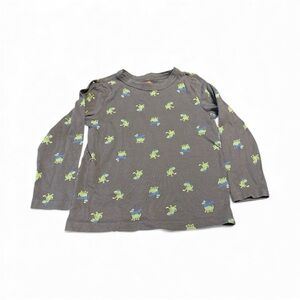 Joe Fresh Gray Long Sleeve Tee with Green Dinosaur Print